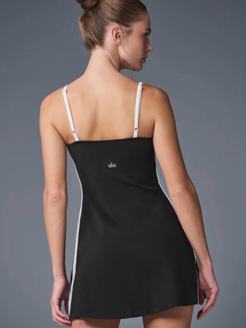 ALO Yoga Black Dress with White Straps